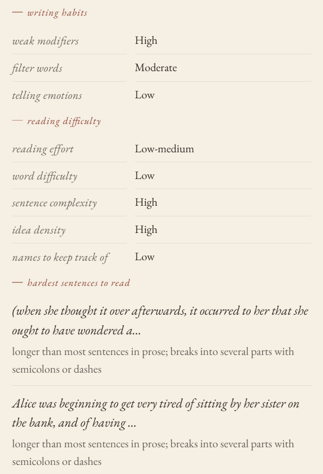 The Passage tab after clicking the telling emotions item, showing the explanation and examples from the pasted text